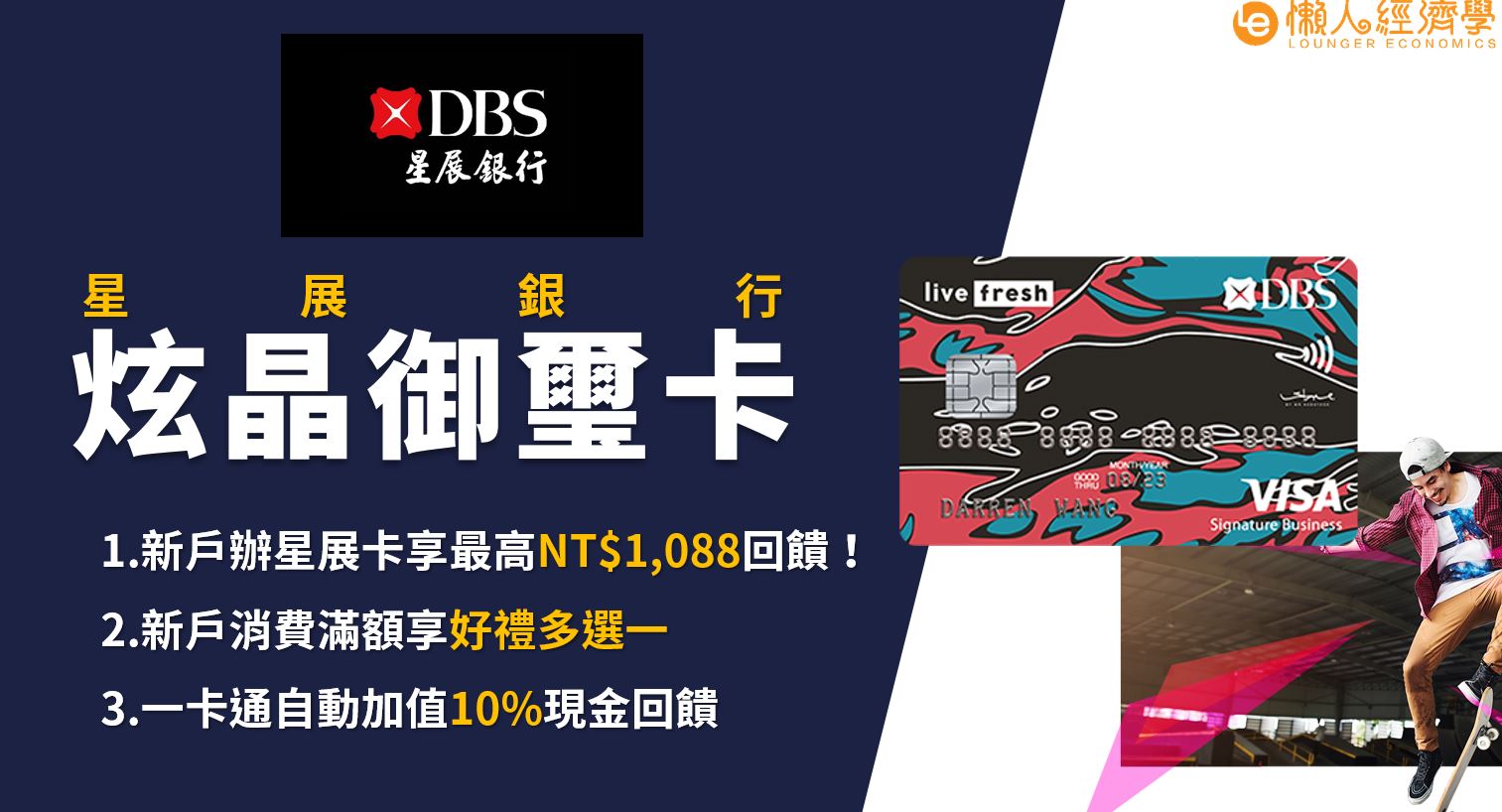 星展炫晶御璽卡：國外海費2.5%、國內消費1.2%現金回饋，出國不怕擋！